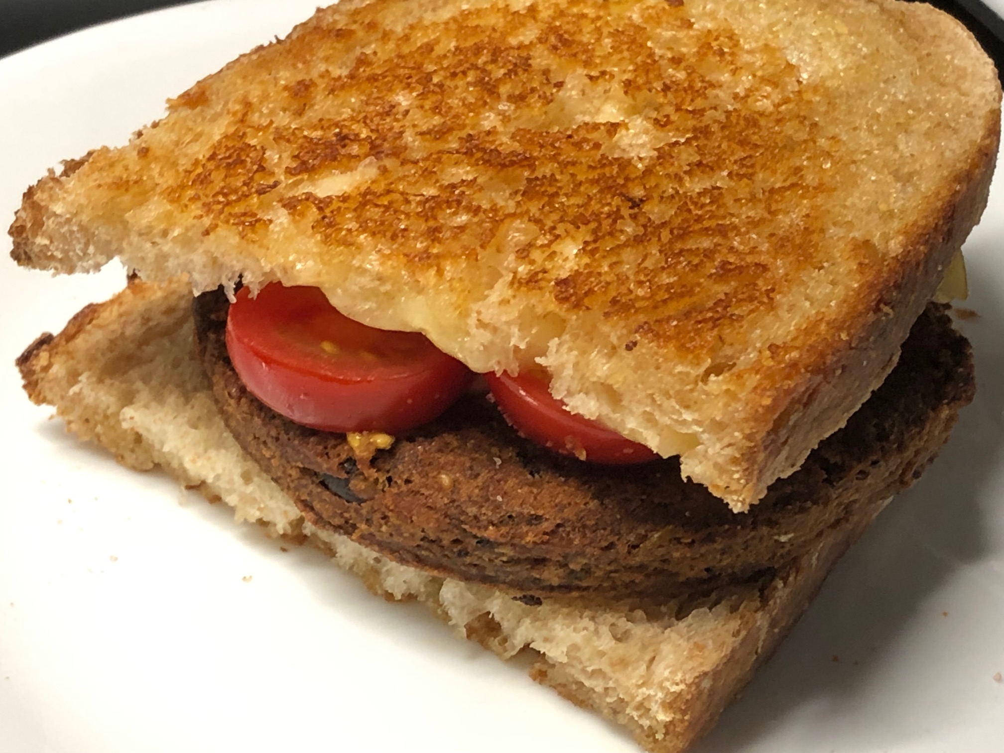 Bean Burger on Sourdough with Cheese